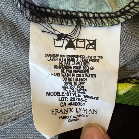 Frank Lyman Design Black/Pink Floral Flowy Blouse wear art bell sleeve size 8 - Picture 4 of 7